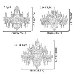 Grande lustre de cristal europeu clássico pingente luz