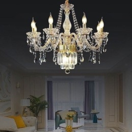 Grande lustre de cristal europeu clássico pingente luz