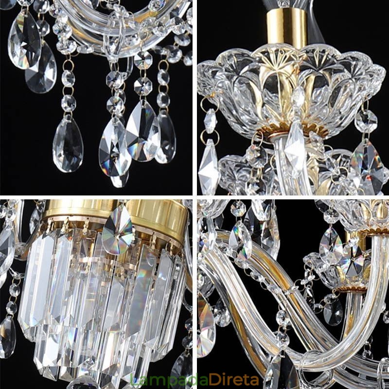 Grande lustre de cristal europeu clássico pingente luz