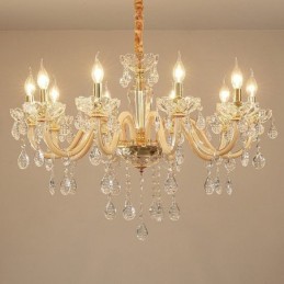 Elegante lustre de cristal estilo europeu luz pendente de vidro