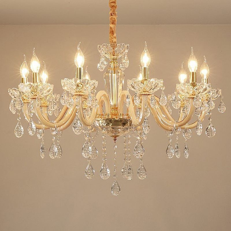 Elegante lustre de cristal estilo europeu luz pendente de vidro