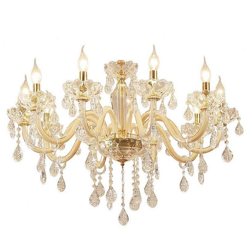 Elegante lustre de cristal estilo europeu luz pendente de vidro
