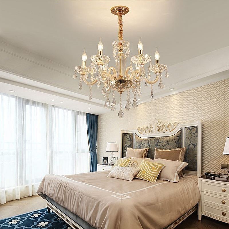Elegante lustre de cristal estilo europeu luz pendente de vidro
