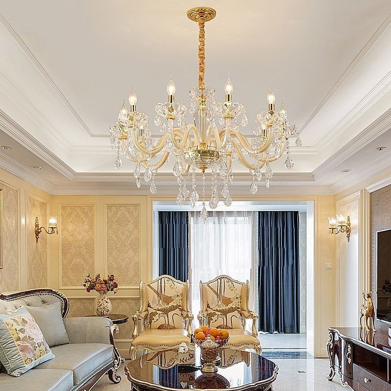 Elegante lustre de cristal estilo europeu luz pendente de vidro