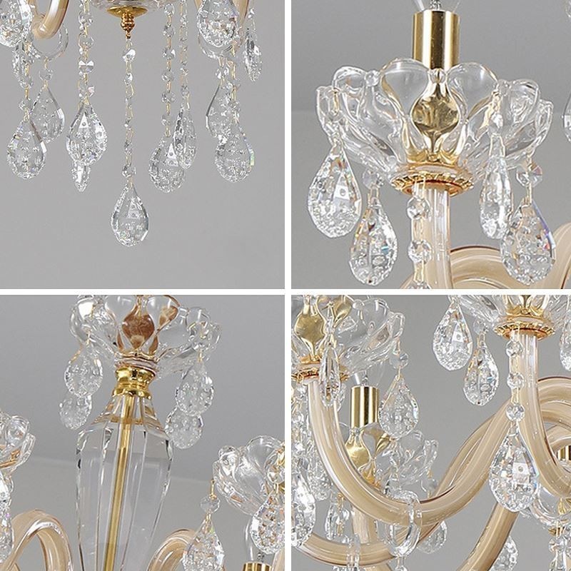 Elegante lustre de cristal estilo europeu luz pendente de vidro
