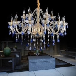 Lustre de Cristal Europeu Luxo Pingente Azul Claro Pingente