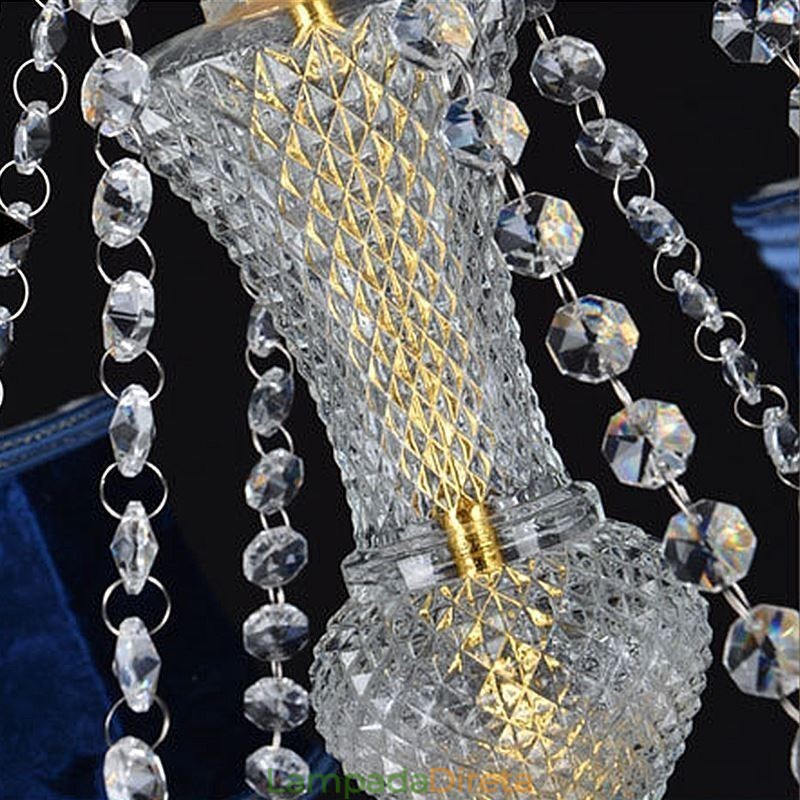 Lustre de Cristal Europeu Luxo Pingente Azul Claro Pingente