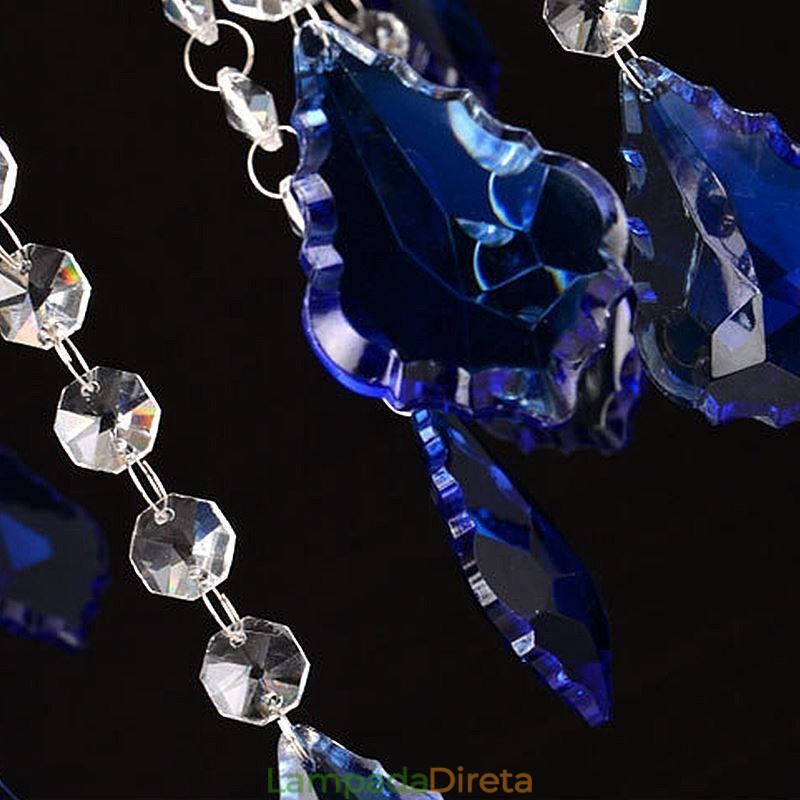 Lustre de Cristal Europeu Luxo Pingente Azul Claro Pingente