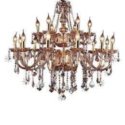 Lustre de cristal europeu elegante grande luz pendente âmbar