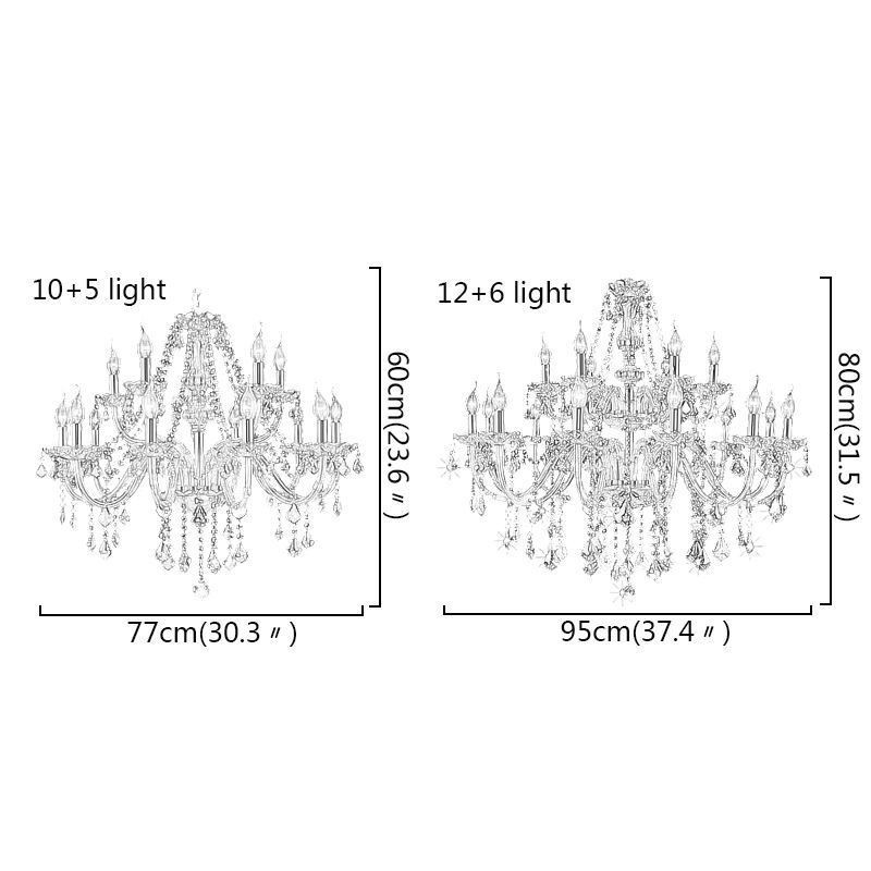 Lustre de cristal europeu elegante grande luz pendente âmbar