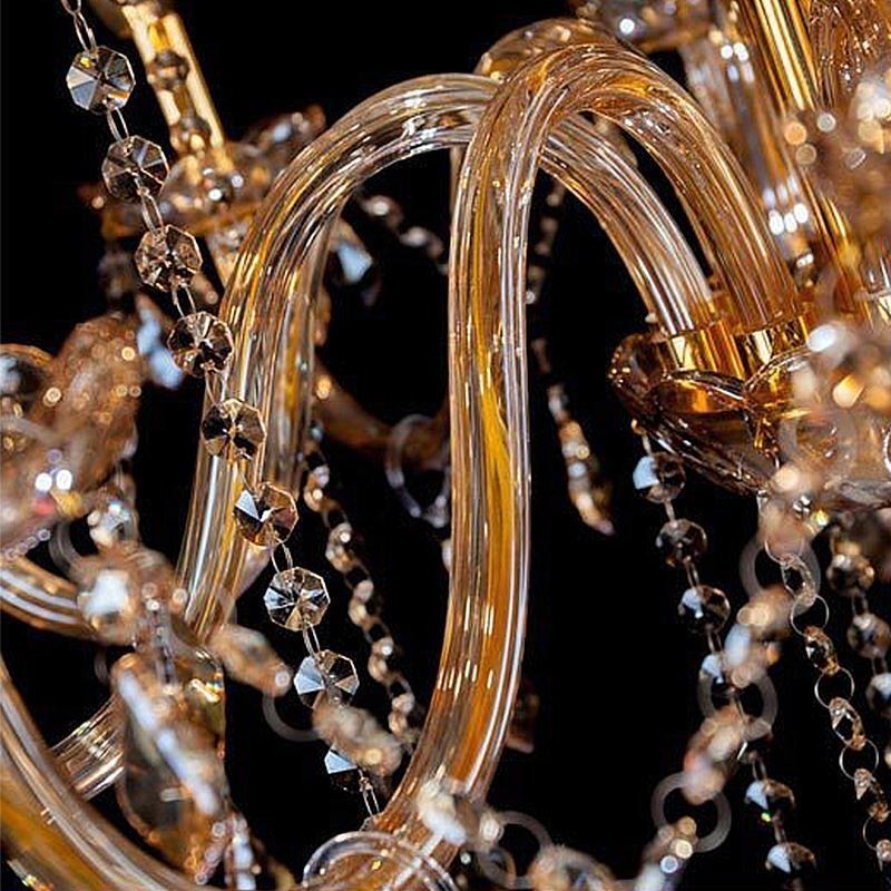 Lustre de cristal europeu elegante grande luz pendente âmbar