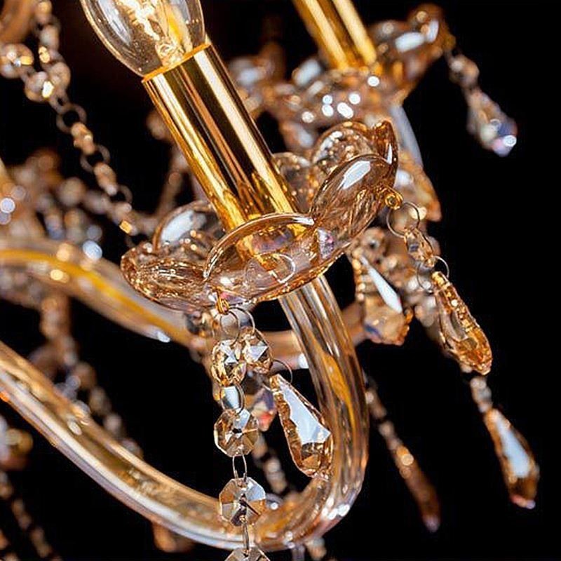 Lustre de cristal europeu elegante grande luz pendente âmbar