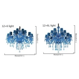 Grande Lustre de Cristal Europeu Pendente Azul Claro Cor Estética