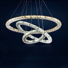 Luminárias pendentes âmbar e cristal K9 transparente Lustre de iluminação com 3 anéis