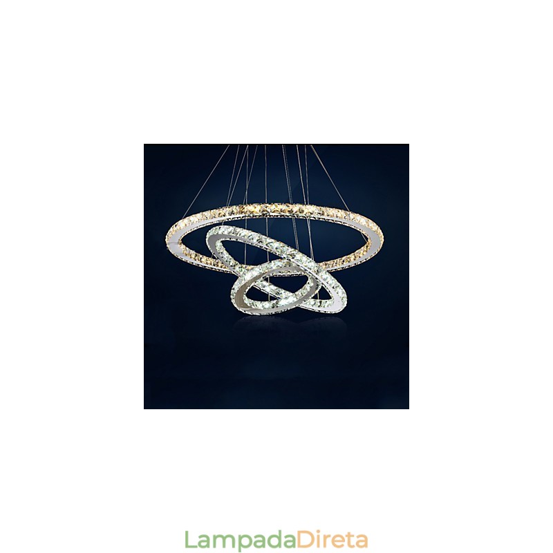Luminárias pendentes âmbar e cristal K9 transparente Lustre de iluminação com 3 anéis