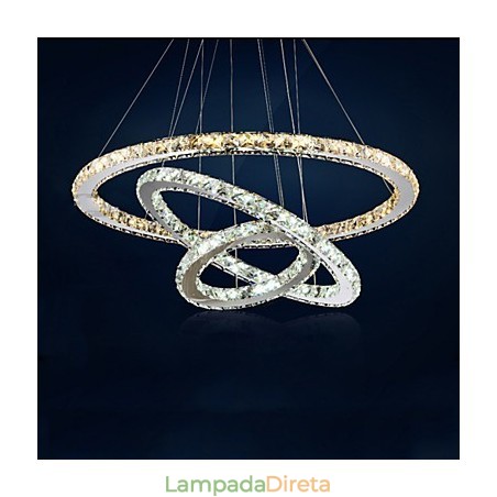 Luminárias pendentes âmbar e cristal K9 transparente Lustre de iluminação com 3 anéis Luminárias pendentes âmbar e cristal K9 transparente Lustre de iluminação com 3 anéis