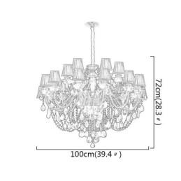 Lustre de cristal de luxo estilo europeu, luz pendente preta