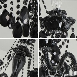 Lustre de cristal de luxo estilo europeu, luz pendente preta