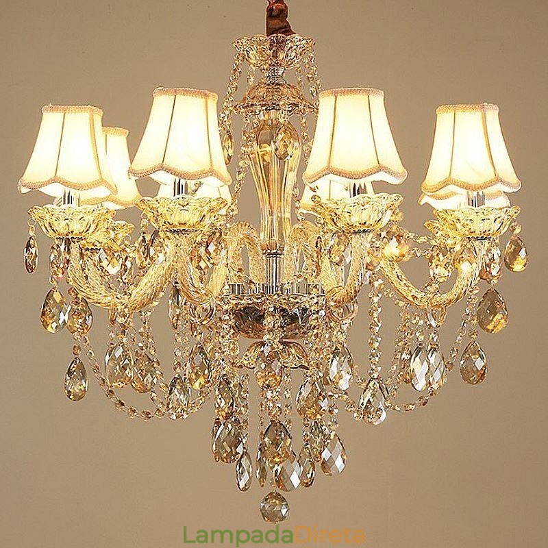 Lustre de cristal Cognac Luz de teto Luxo Europeu