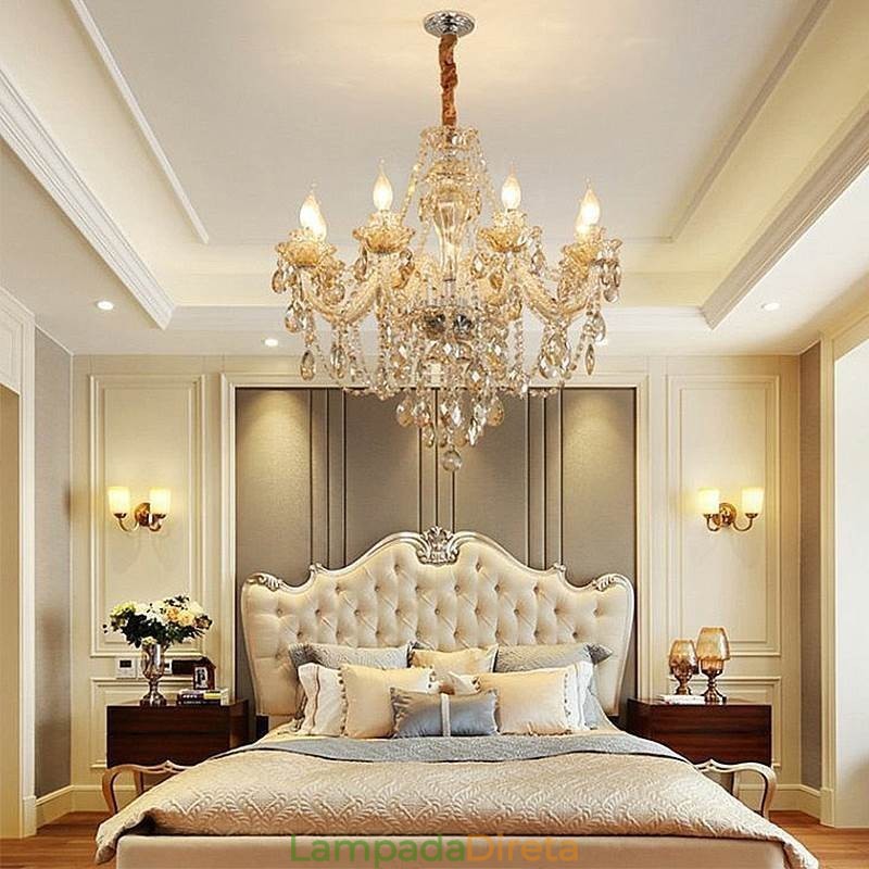 Lustre de cristal Cognac Luz de teto Luxo Europeu