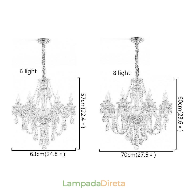 Lustre de cristal Cognac Luz de teto Luxo Europeu