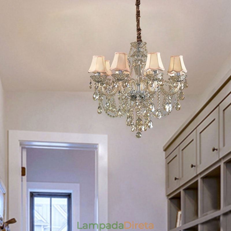 Lustre de cristal Cognac Luz de teto Luxo Europeu