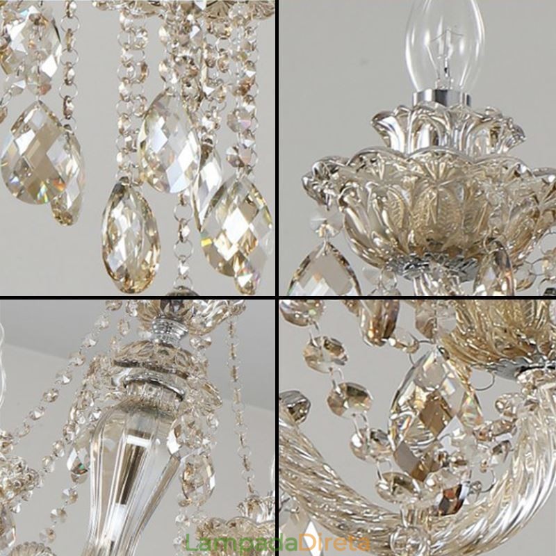 Lustre de cristal Cognac Luz de teto Luxo Europeu