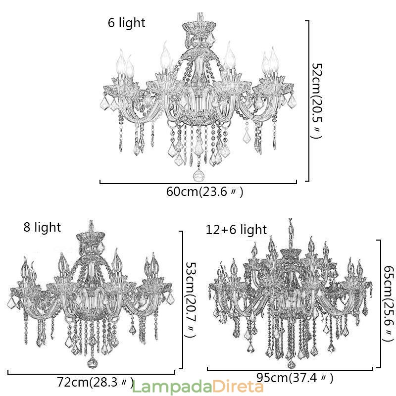 Lustre de cristal verde estilo europeu, luz pendente de vela