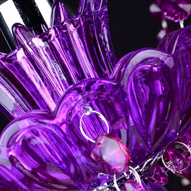 Elegante lustre europeu de cristal roxo para teto