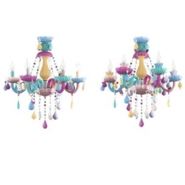 Lustre de cristal colorido europeu Macaron Pendant Light