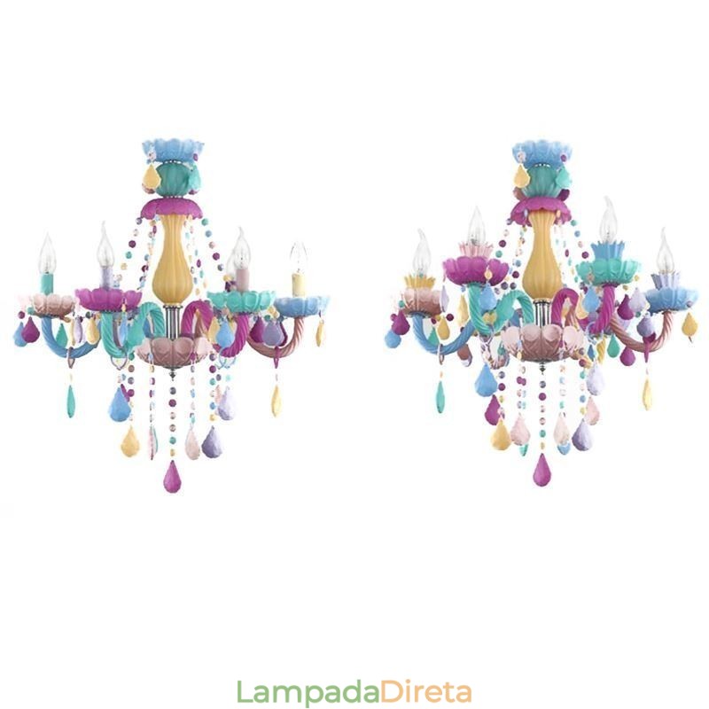 Lustre de cristal colorido europeu Macaron Pendant Light