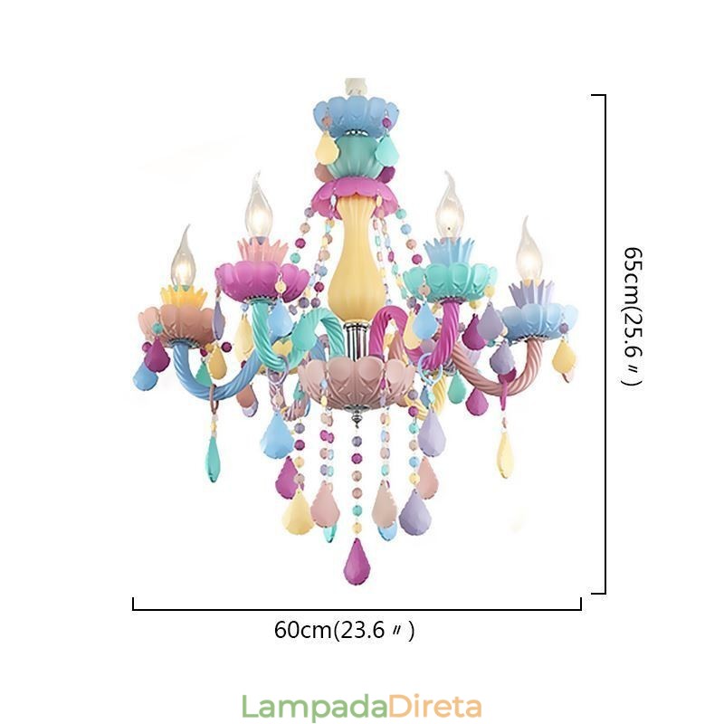 Lustre de cristal colorido europeu Macaron Pendant Light