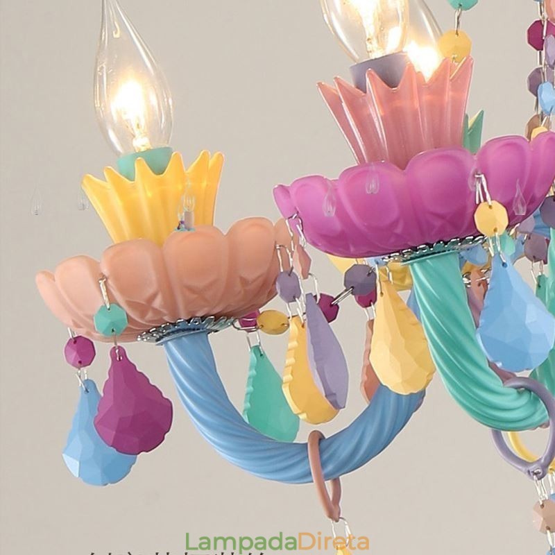 Lustre de cristal colorido europeu Macaron Pendant Light