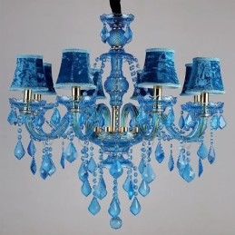 Grande lustre de cristal azul europeu pendente