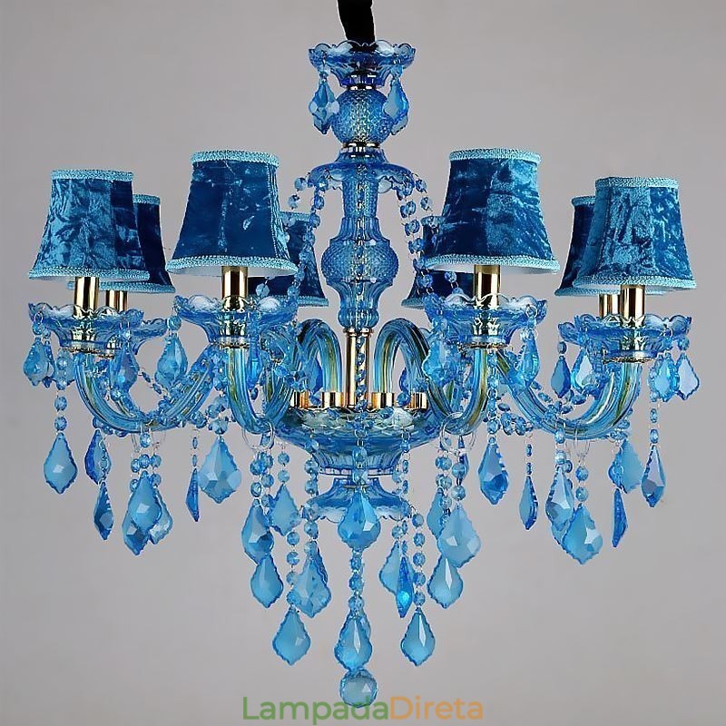 Grande lustre de cristal azul europeu pendente