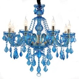 Grande lustre de cristal azul europeu pendente