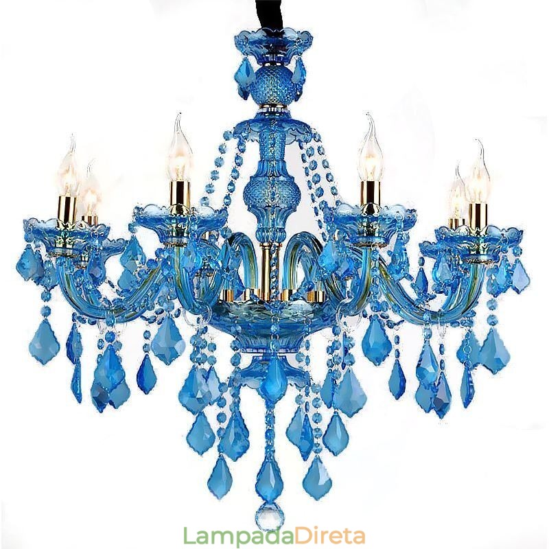 Grande lustre de cristal azul europeu pendente