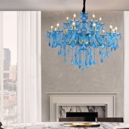 Grande lustre de cristal azul europeu pendente