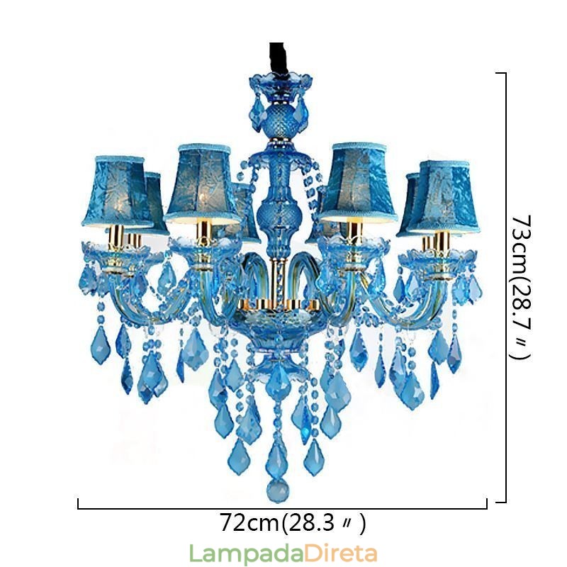 Grande lustre de cristal azul europeu pendente