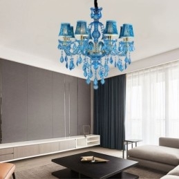 Grande lustre de cristal azul europeu pendente