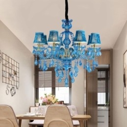 Grande lustre de cristal azul europeu pendente