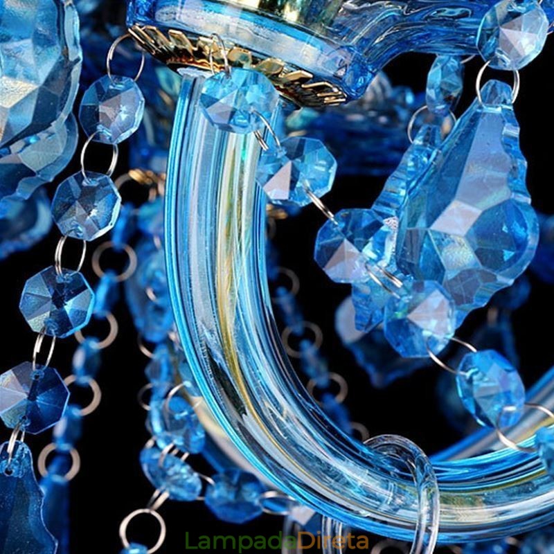 Grande lustre de cristal azul europeu pendente