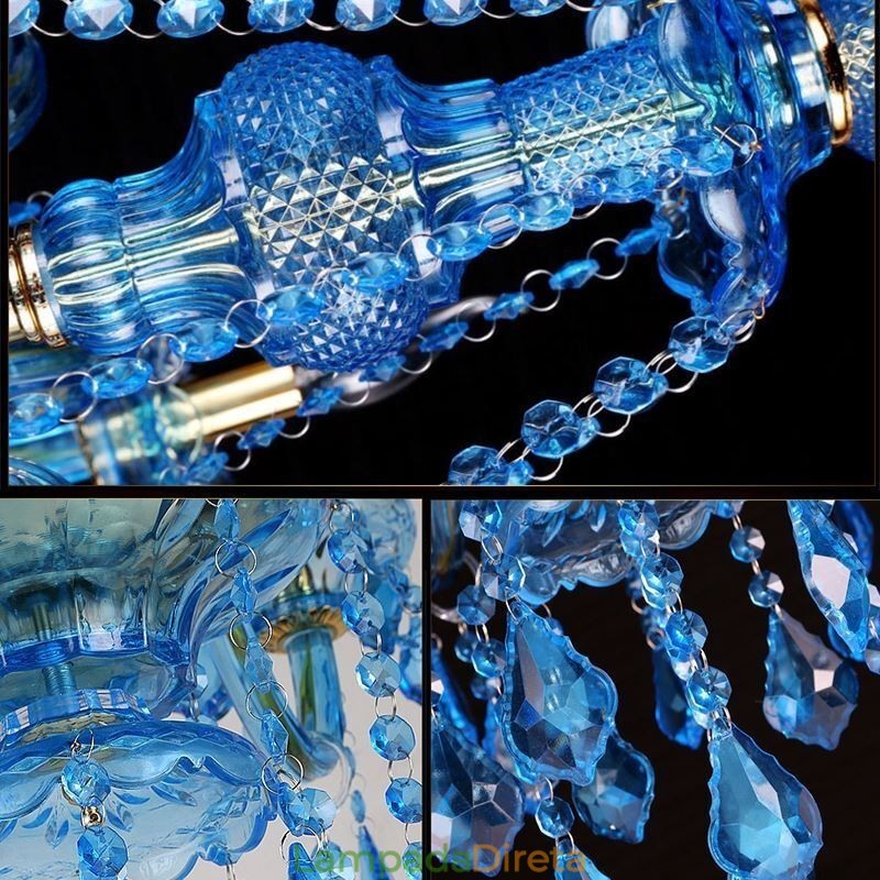 Grande lustre de cristal azul europeu pendente