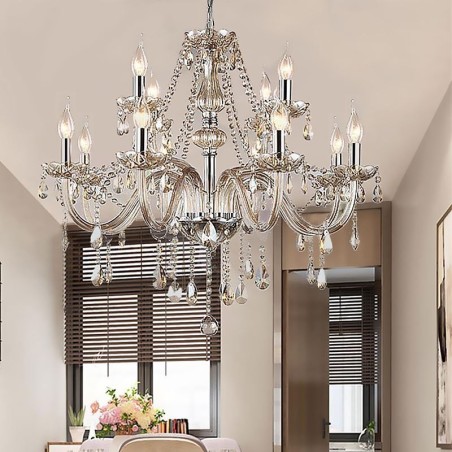 Grande lustre de cristal conhaque luz de teto europeia Grande lustre de cristal conhaque luz de teto europeia