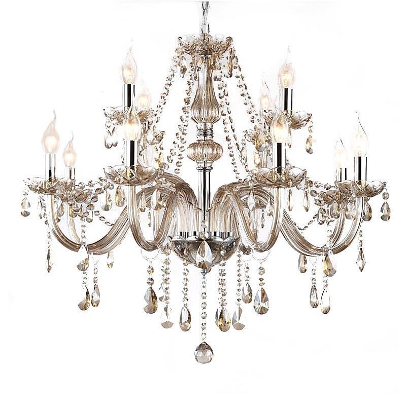 Grande lustre de cristal conhaque luz de teto europeia