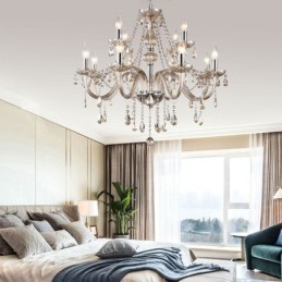 Grande lustre de cristal conhaque luz de teto europeia