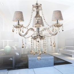 Lustre de cristal europeu clássico com pingente de luz conhaque