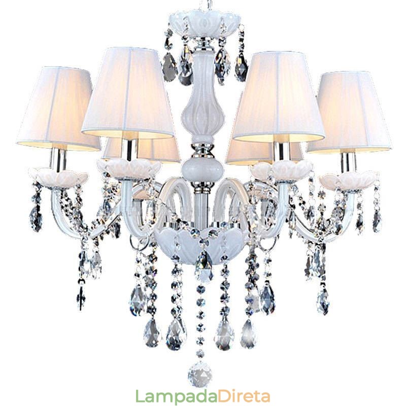 Lustre de cristal europeu, luminária pendente exclusiva de jade branco