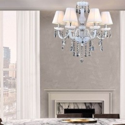 Lustre de cristal europeu, luminária pendente exclusiva de jade branco