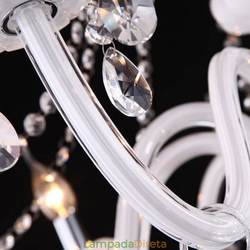 Lustre de cristal europeu, luminária pendente exclusiva de jade branco